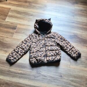 Epic Threads Kids Leopard Print Puffer Jacket with Cat Ear Hood Brown 4T Winter